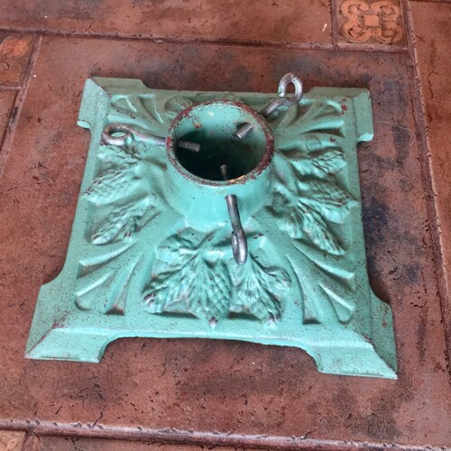 Green Vintage Christmas Tree Stand Metal Tree Holderstand Etsy