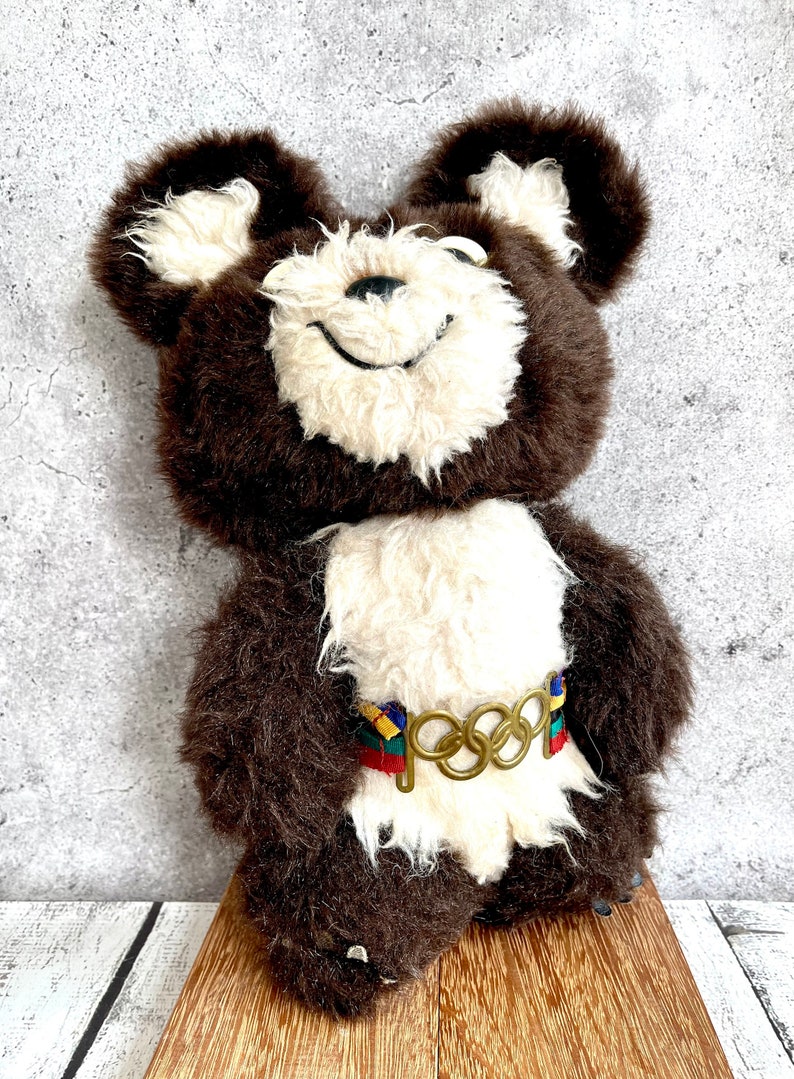 Mishka 1980 Raro brinquedo de urso de pelúcia soviético vintage Jogos Olímpicos de Moscou 1980 Boneca de pelúcia Presente infantil Decoração de quarto infantil imagem 9