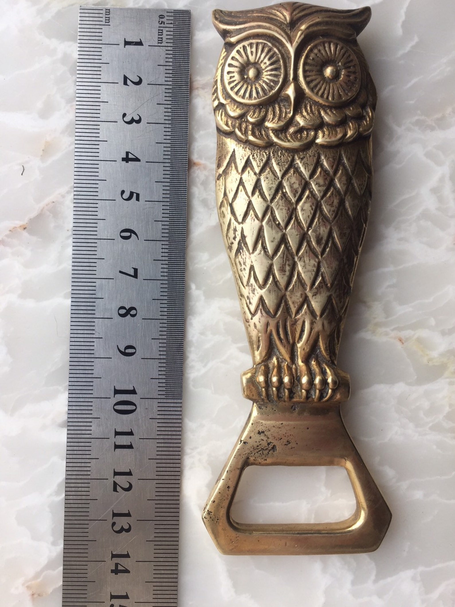 Vintage Bottle Opener Owl Design Solid Brasscollectible Etsy