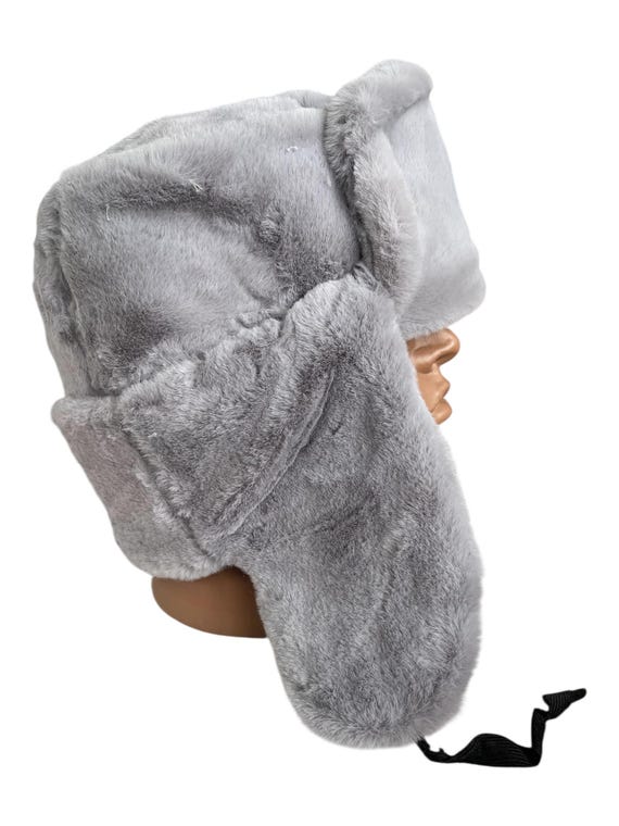 Soviet Military Hat -red Star Cockade - Faux Fur Hat - Grey Toned