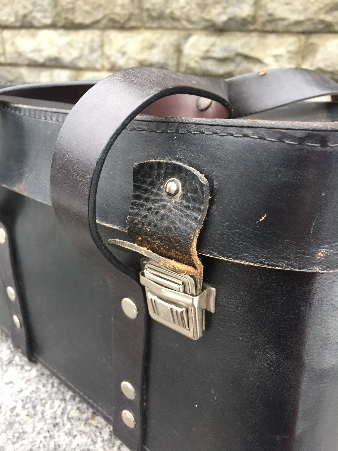 Caja de cuero negro Vintage cuero bolsa estuche de la foto | Etsy