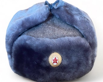 1992 Vintage Soviet Military Hat Red Army Sheepskin Fur High Rank Officer New Hat Grey Ushanka Size 56 (US 7)