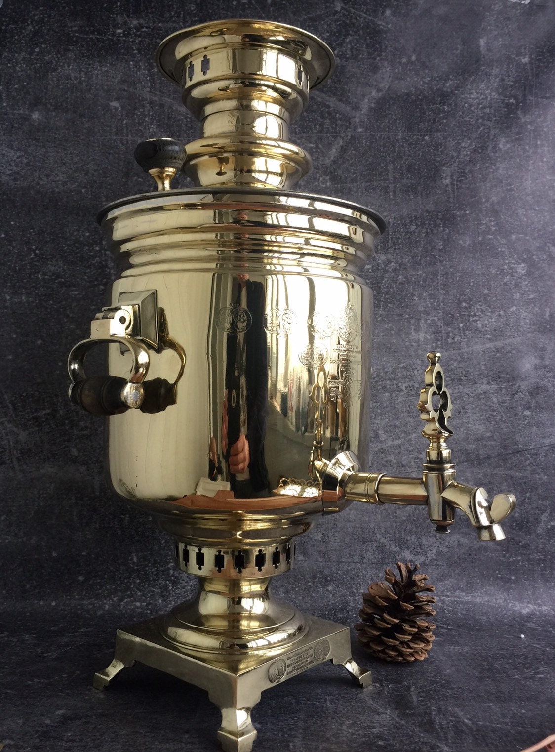 Old Antique Samovar Russian Brass Teapot Etsy