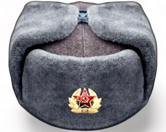 オリジナル東ドイツ軍将校用冬用帽子 防寒用 ウシャンカ フェイク