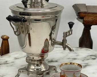 Винтажный самовар - Новый Электрический советский, чайник, 3-литровый никелированный, декор для DOMа и vitrines СSSР 1989г.