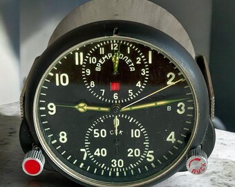 Soviet Military Aircraft Cockpit Clock ACS- 1M Flight