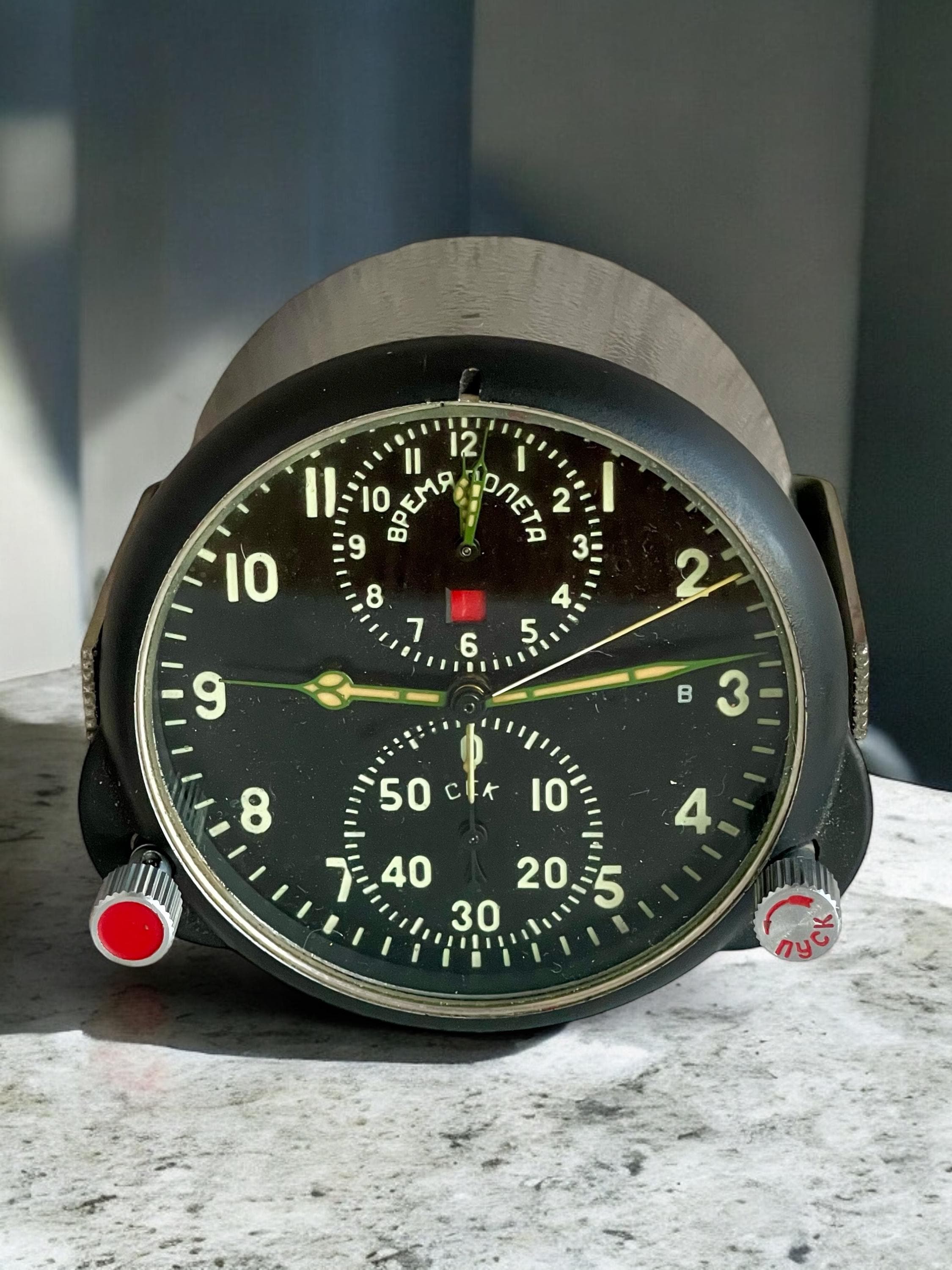 Soviet Military Aircraft Cockpit Clock ACS- 1M Flight