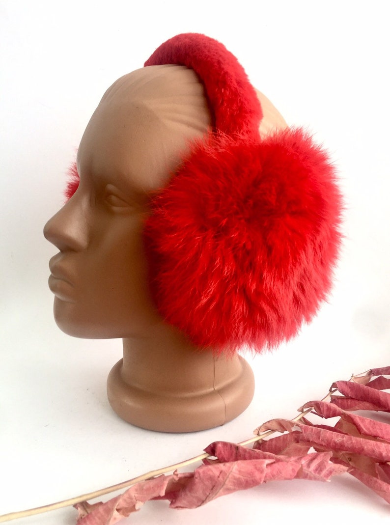Red Earmuffs rabbit Furwarmfur Earmuffs Ear Warmers Etsy