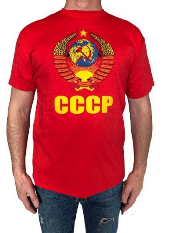 T-shirt URSS Noir Et Rouge Avec Blason Soviétique - Taille XL, Coton, Neuf Avec étiquettes