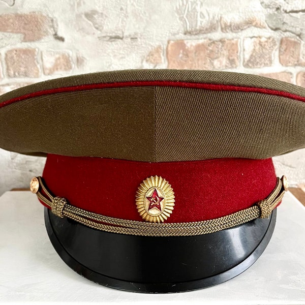 New Soviet Vintage Visor Cap Size US Small 55 cm  High Rank Officers  Army USSR 1991 Military Hat