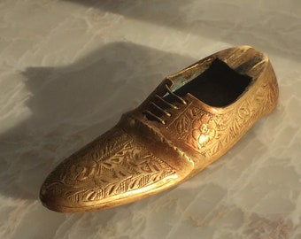 Metal Ashtray -Vintage Solid Brass ,Shoe Ashtray,Smoking Supply,Gift for Him