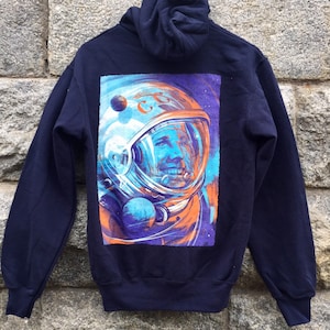 Hoodie-Soviet Gagarin Astronaut Intercosmos Soviet Space NAVY Toned Unisex