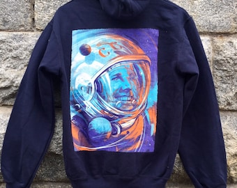 Gagarin Hoodie-Soviet Spaceman,Yuri Gagarin Intercosmos,Soviet Space NAVY Unisex