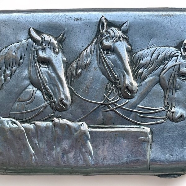 Caja de cigarrillos vintage rusa soviética Caballos Titular de tarjetas Melchior Wallet 1930's