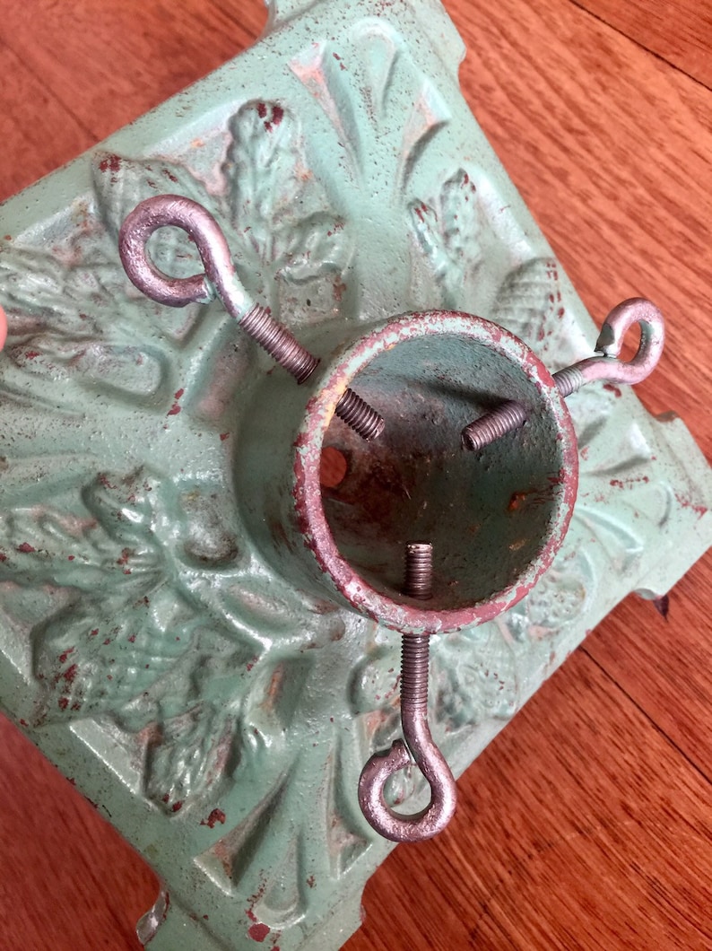 Green Vintage Christmas Tree Stand Metal Tree HolderStand Etsy
