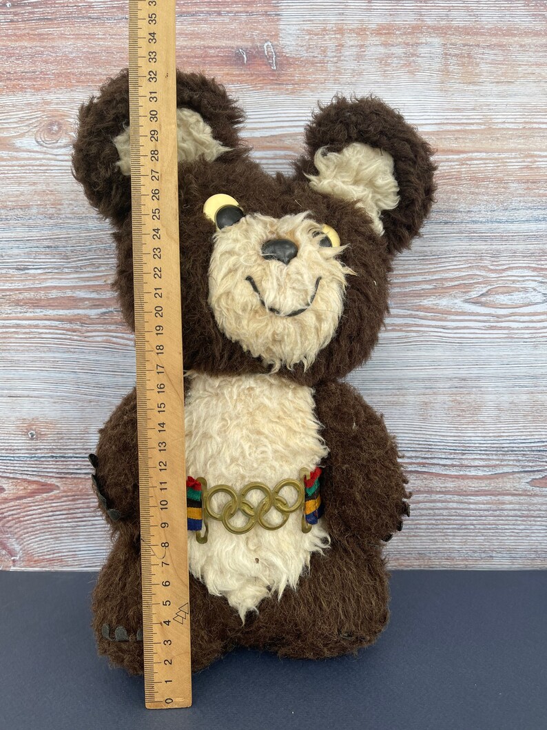 Mishka 1980 Raro brinquedo de urso de pelúcia soviético vintage Jogos Olímpicos de Moscou 1980 Boneca de pelúcia Presente infantil Decoração de quarto infantil imagem 4