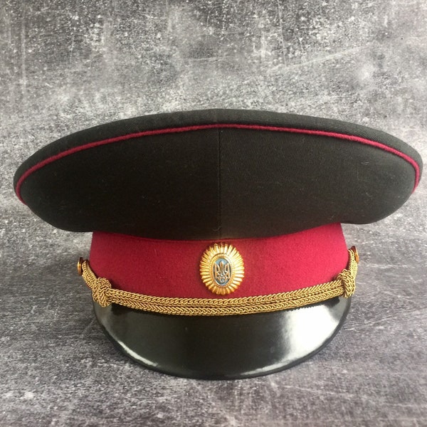 Casquette militaire vintage - casquette à visière ukrainienne, armée, chapeau d'officier de haut rang, fabriquée en Ukraine