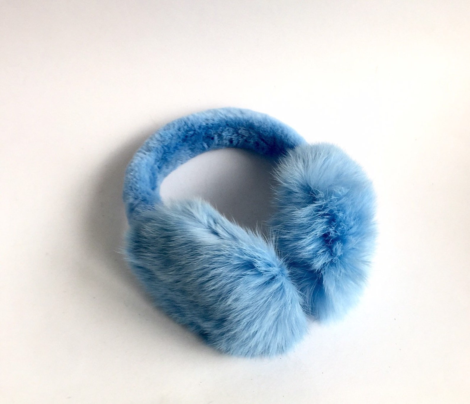 Blue Earmuffs Rabbit FurWarmFur Earmuffs Ear Warmers Etsy
