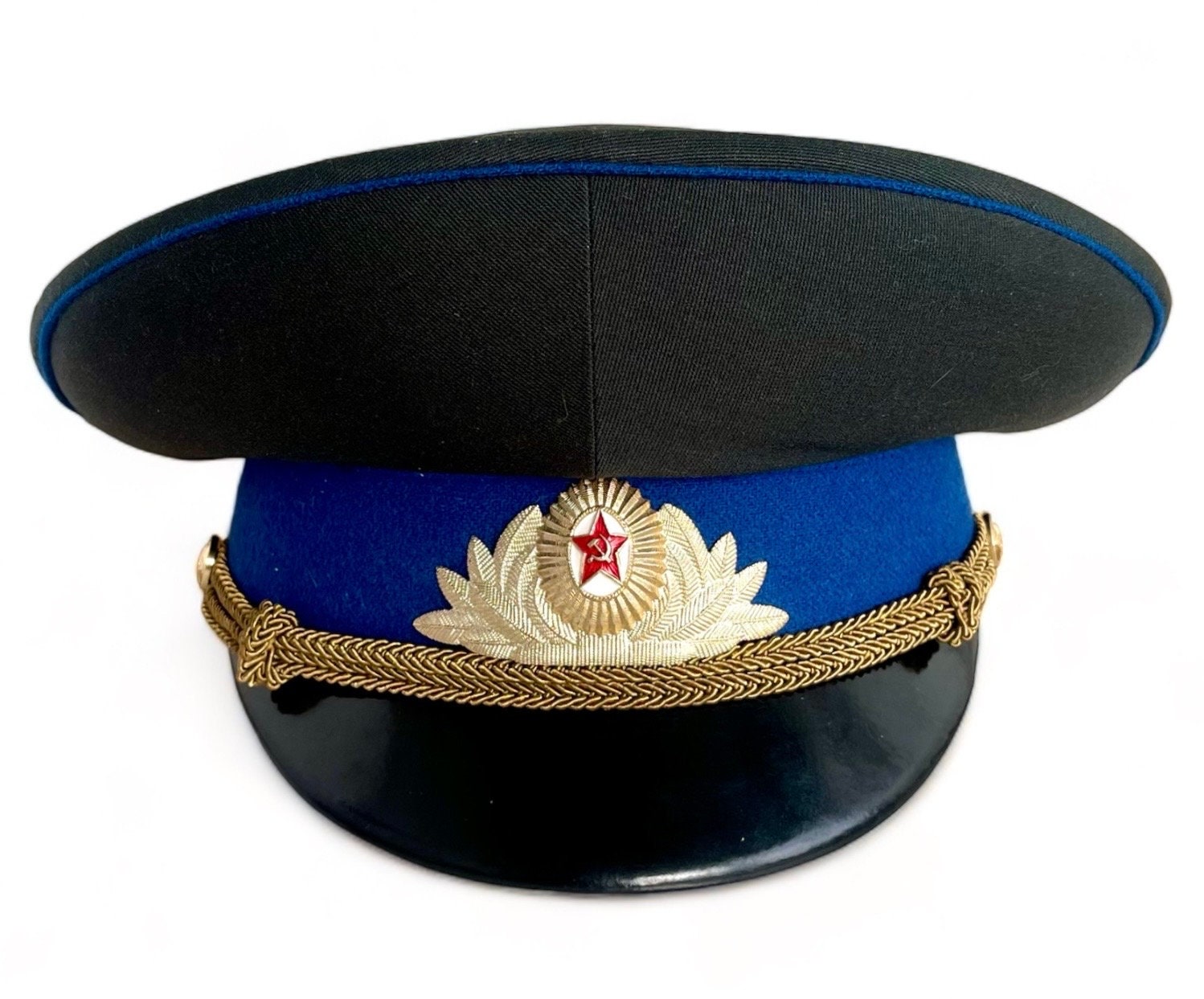 Leather Kgb Cap Vintage Soviet KGB Visor Cap Military High Rank