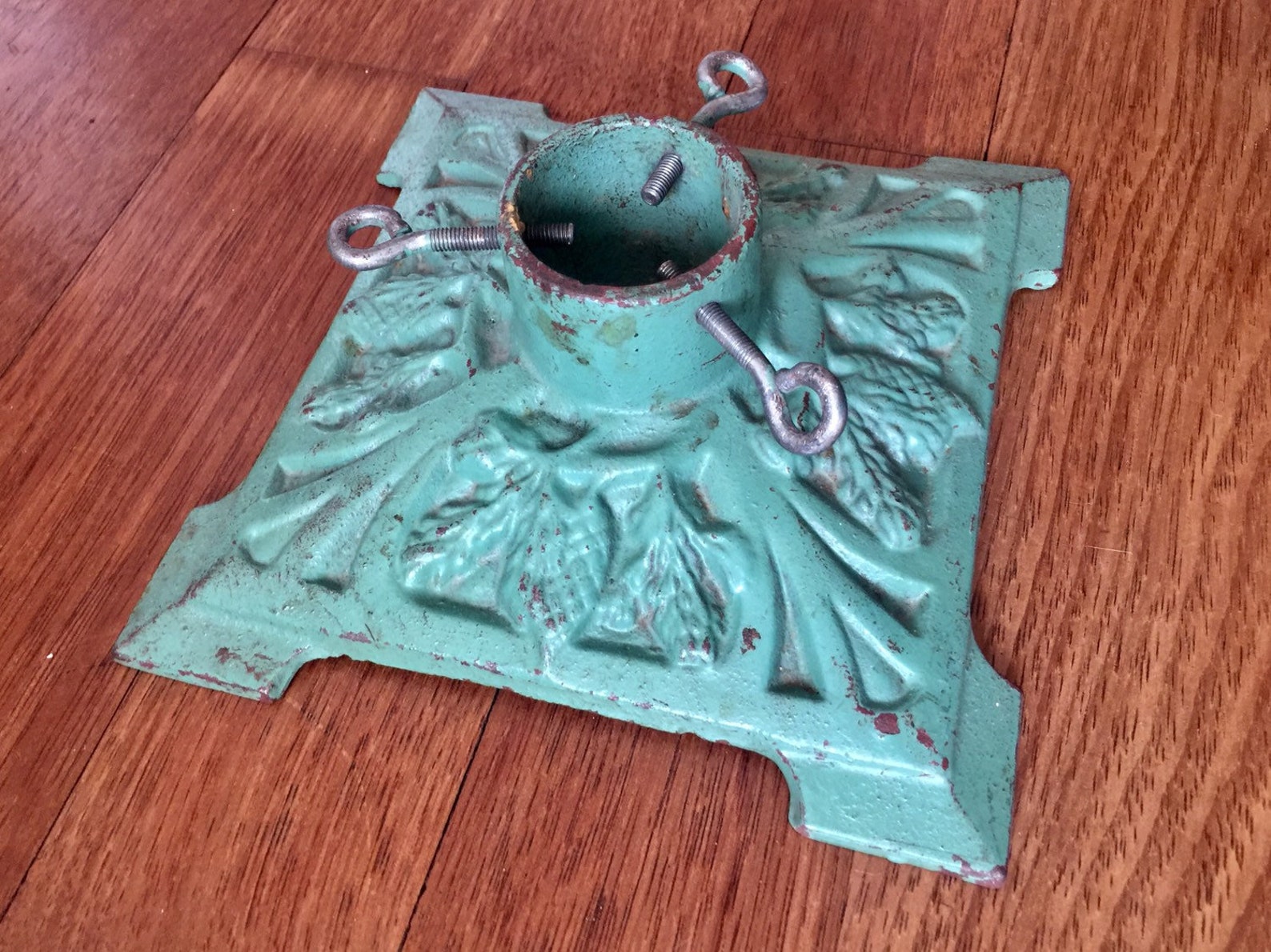 Green Vintage Christmas Tree Stand Metal Tree Holderstand Etsy