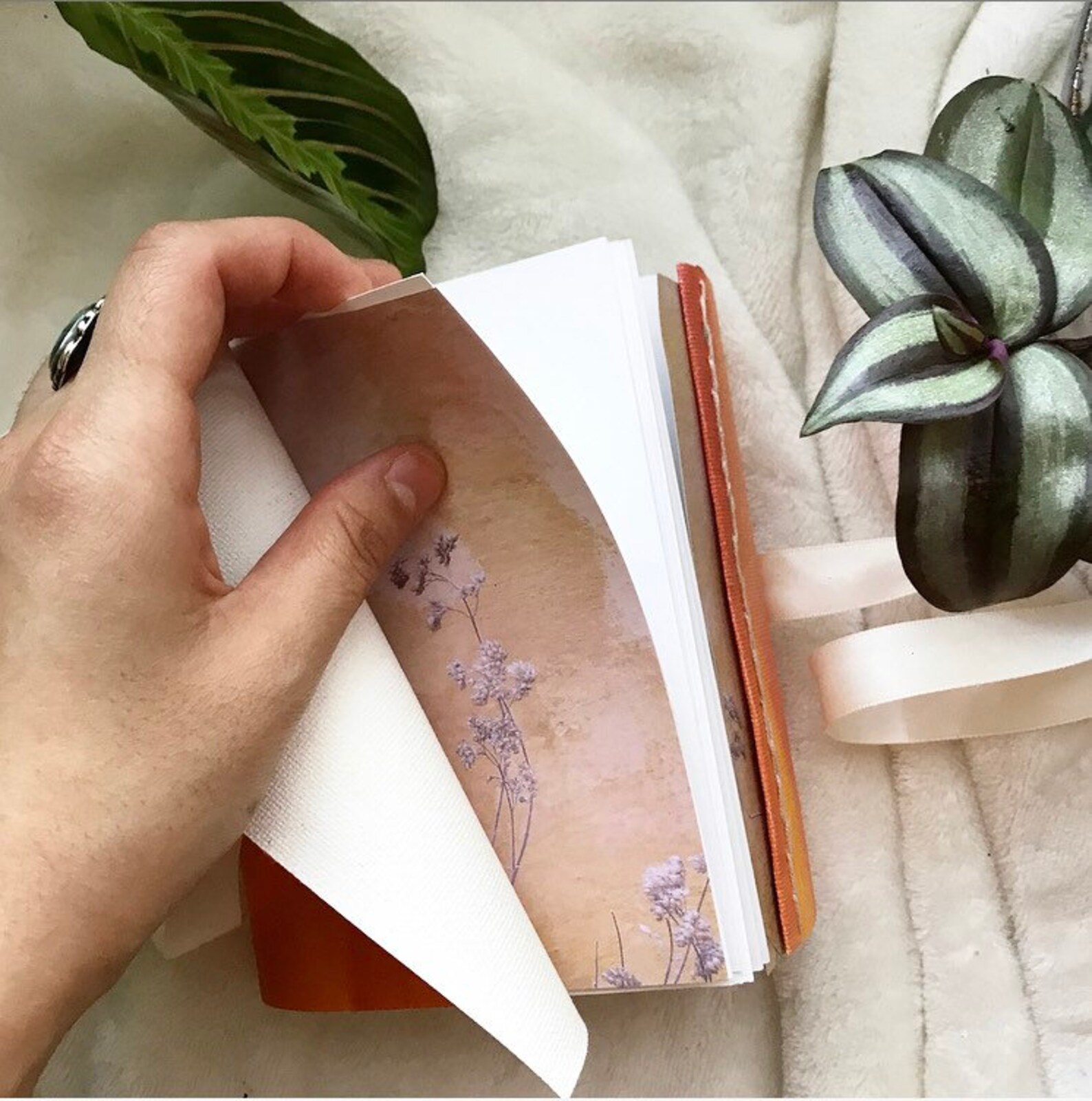 Hand Made Journal with Painted Canvas Cover Etsy