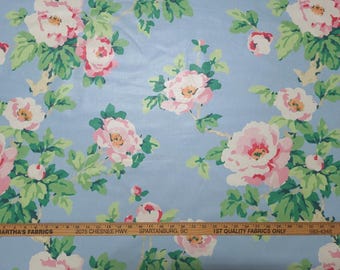 P Kaufmann WOODLAND ROSE SKY Blue Pink Floral Chintz Designer Drapery Uph Fabric