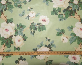 P Kaufmann WOODLAND ROSE SAGE Green Floral Chintz Designer Drapery Uph Fabric
