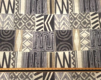 Covington KENOBI STONE Black Beige Tribal Print Designer Drapery Uph Fabric