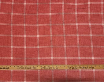 P Kaufmann CAMPBELL STRAWBERRY Red White Check/Plaid Designer Drapery Uph Fabric