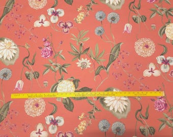P Kaufmann JARDIN de FLEURS BLAZE Red Green Designer Floral Drapery Uph Fabric