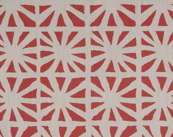 Justina Blakeney PLANETARIUM POMEGRANATE Red White Sun Burst Designer Drapery Uph Fabric