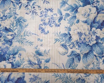 P Kaufmann BATTERSEA CAPRI Blue White Floral Chintz Designer Drapery Uph Fabric