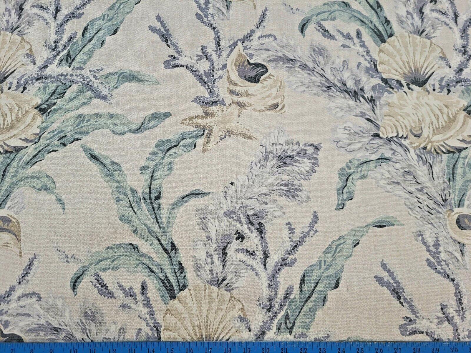 P Kaufmann TARRAMAR SEAGLASS Cotton Blue Ocean Print Drapery Uph. Fabric