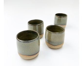 Handmade Ceramic Tumbler, Espresso Vessel, Stoneware Cup and Saucer