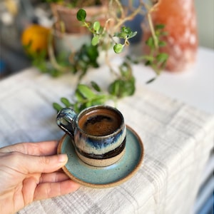BLUT Stoneware Ceramic Tumbler and Saucer, Vessel, Ceramic Beaker and Saucer