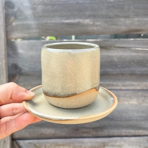 SUND Ceramic Espresso Tumbler and Saucer, Stoneware Beaker and Saucer