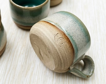 Ceramic Espresso Mug, Handmade Stoneware Espresso Cup with Handle, Sake Cup