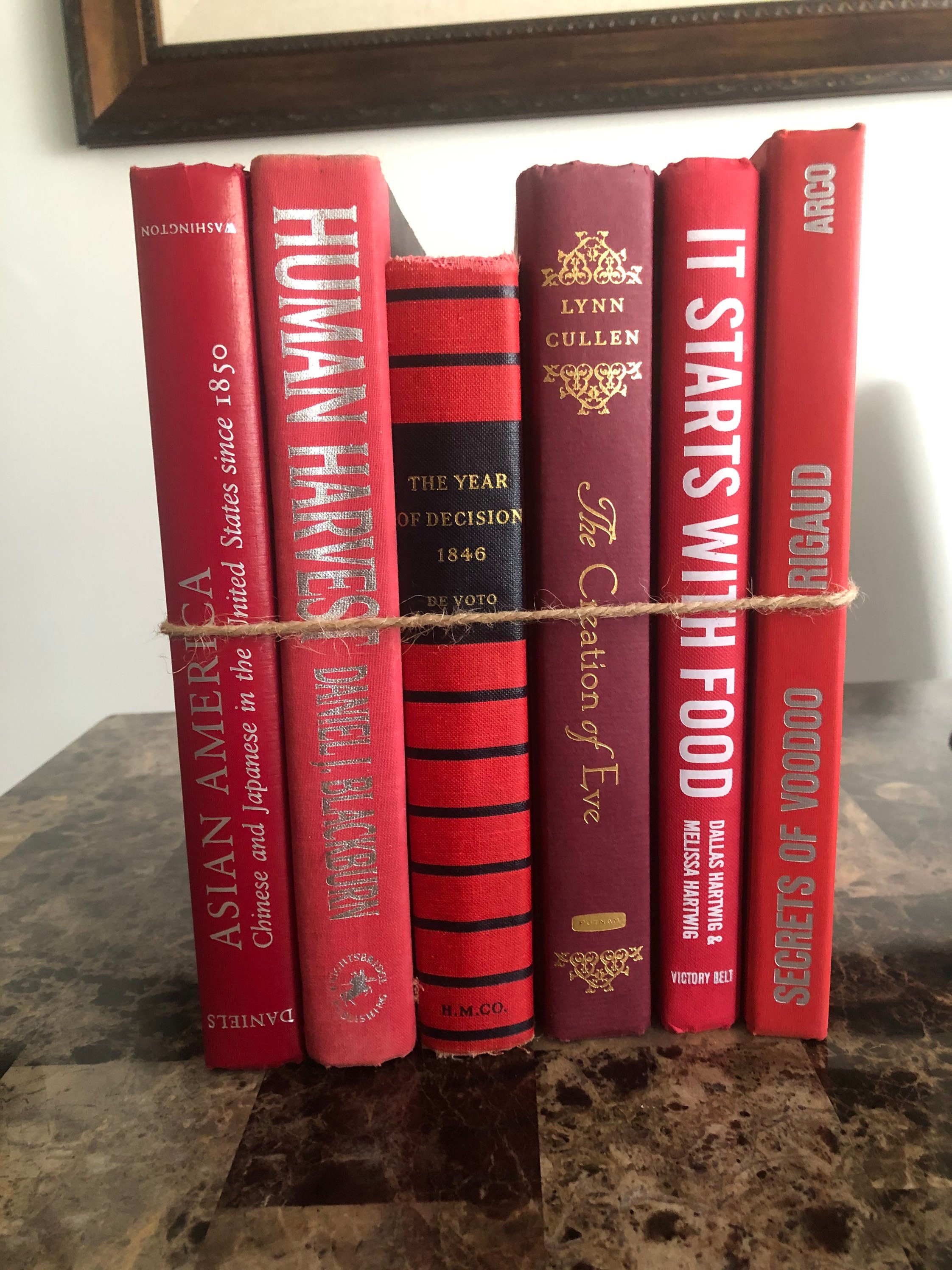 Decorative Red Books by color Vintage Book Collections for Etsy