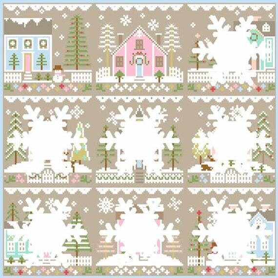 Glitter Village Series Country Cottage Needleworks GLITTER HOUSE 7 Cross Stitch Pattern