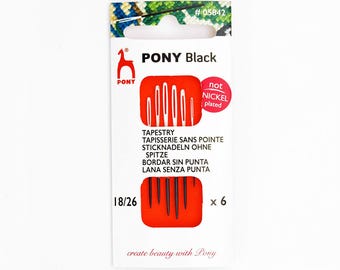 Aghi da arazzo Pony neri con cruna bianca