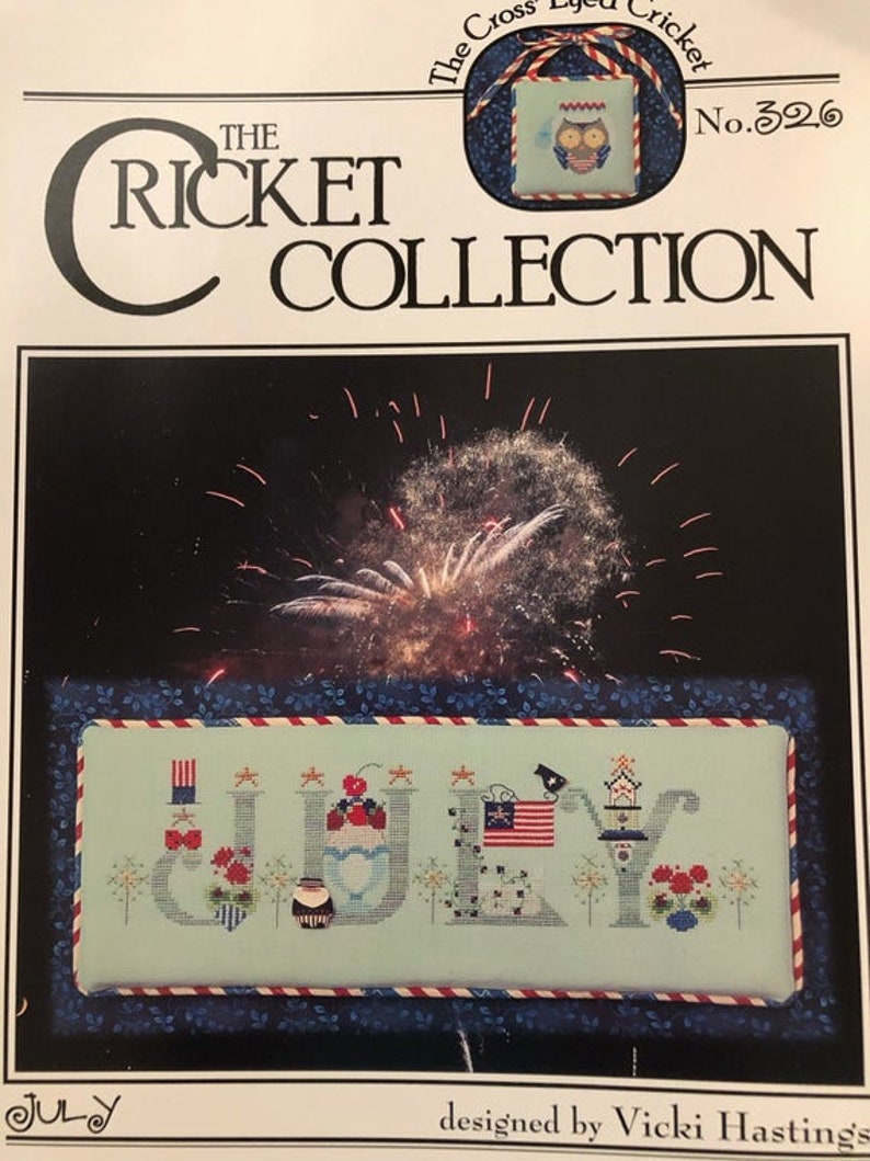 July The Cricket Collection Cross Stitch Pattern
