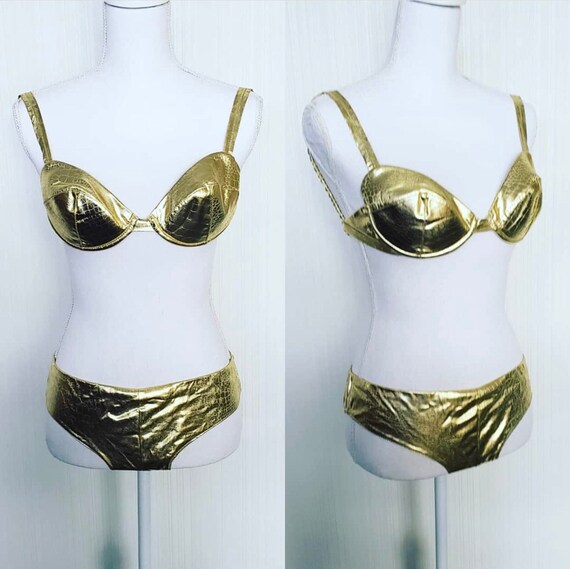 Vintage Gold Lame Bikini Swimsuit