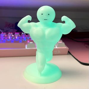Buff Gym Smiski 3D Printed Figure – Glow in the Dark Desk Toy, PLA Plastic