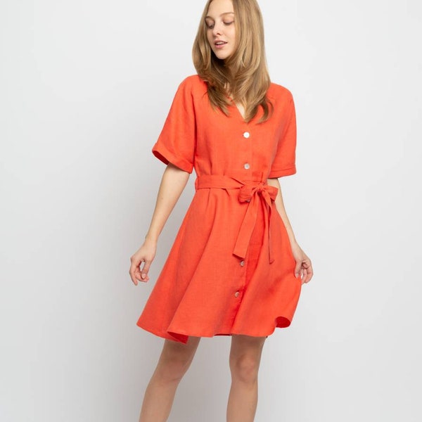 Robe en lin couleur Corail.