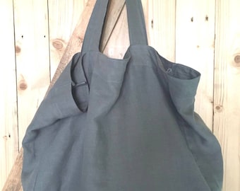 Large shopping bag, Linen tote bag, Shopping bag, Beach tote bag, Linen bag, Cabas, Tote bag ,