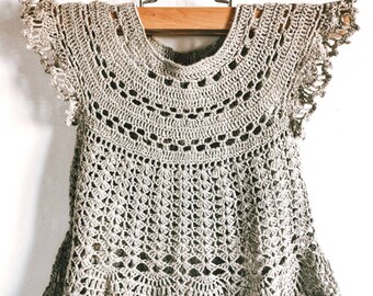 Dress crocheted by hand from pure Linen yarn