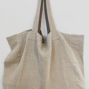 Large linen tote bag / washed linen bag / large linen shopping bag / beach tote bag / linen bag / Cabas / tote bag /