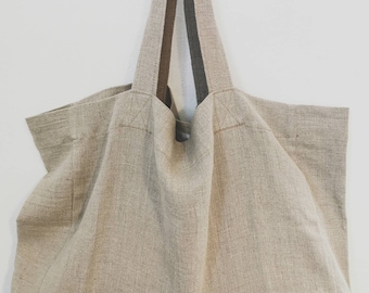 Large linen tote bag / washed linen bag / large linen shopping bag / beach tote bag / linen bag / Cabas / tote bag /