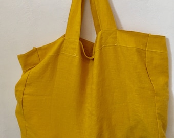 Large shopping bag, Linen tote bag, Shopping bag, Beach tote bag, Linen bag, Cabas, Tote bag ,