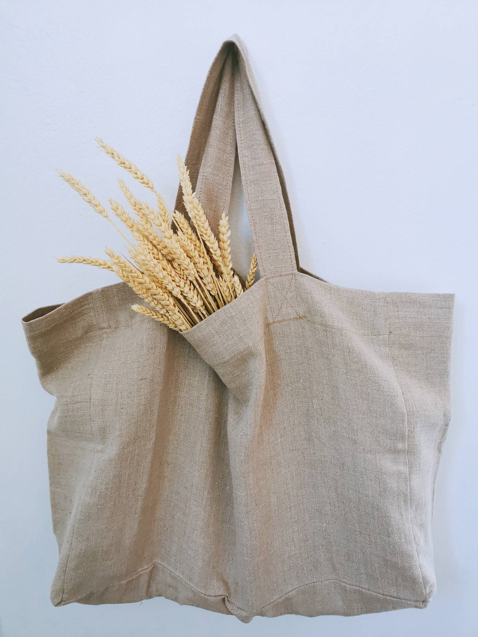 Large linen tote bag / washed linen bag / large linen shopping Etsy